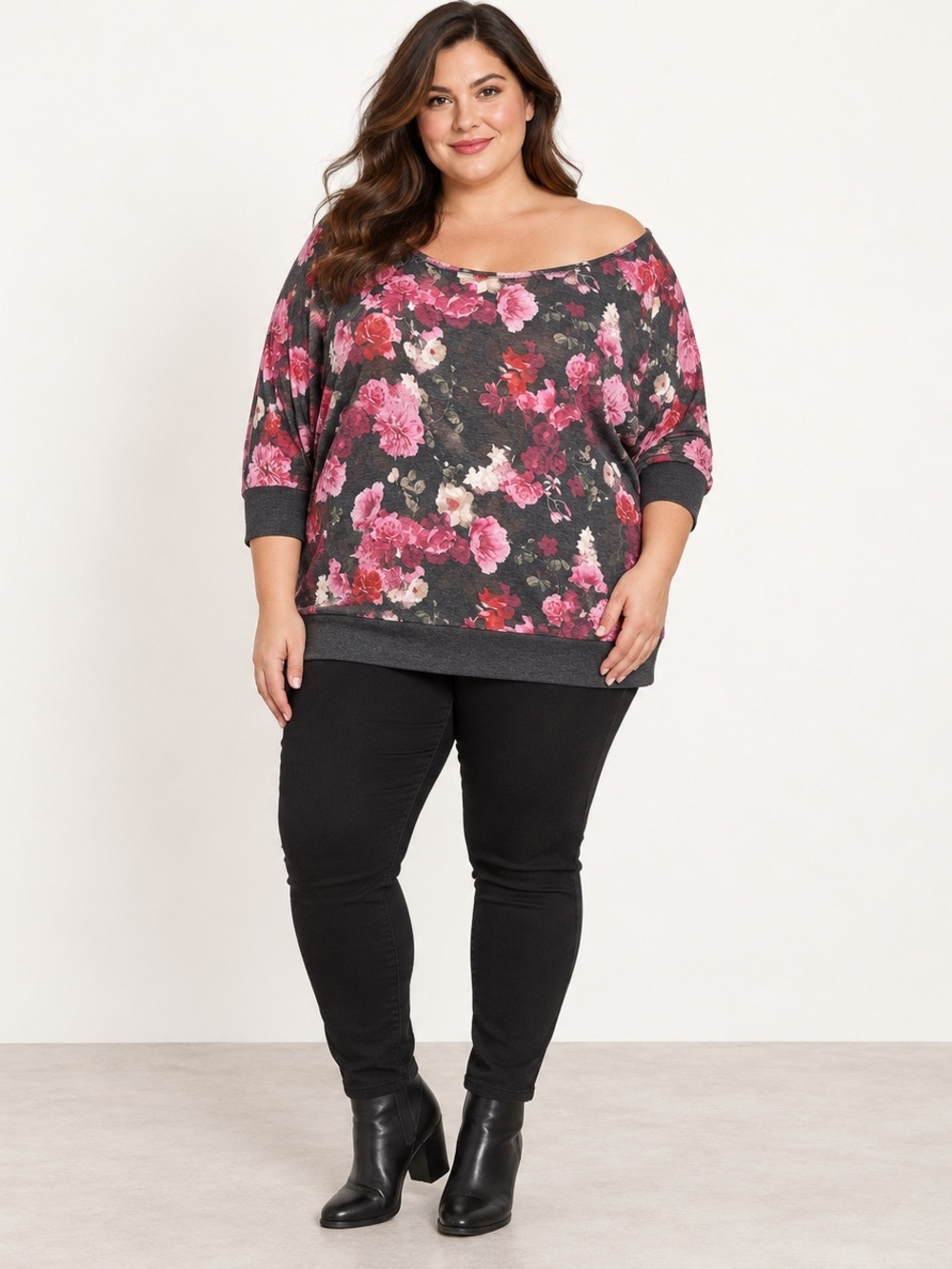 Torrid Size 4 Floral Off-Shoulder Lightweight French Terry Sweatshirt
